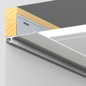Top Rail Alu montage tegen kantlat van systeemplafond schilderij ophangsysteem 